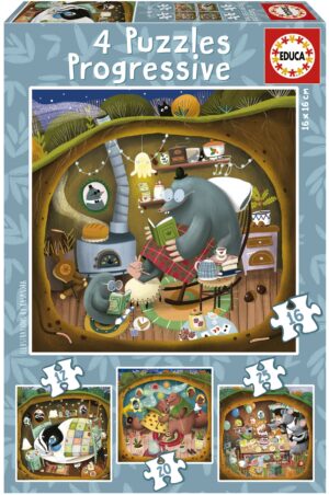 Пъзел Educa 4 в 1 - Горски приказки