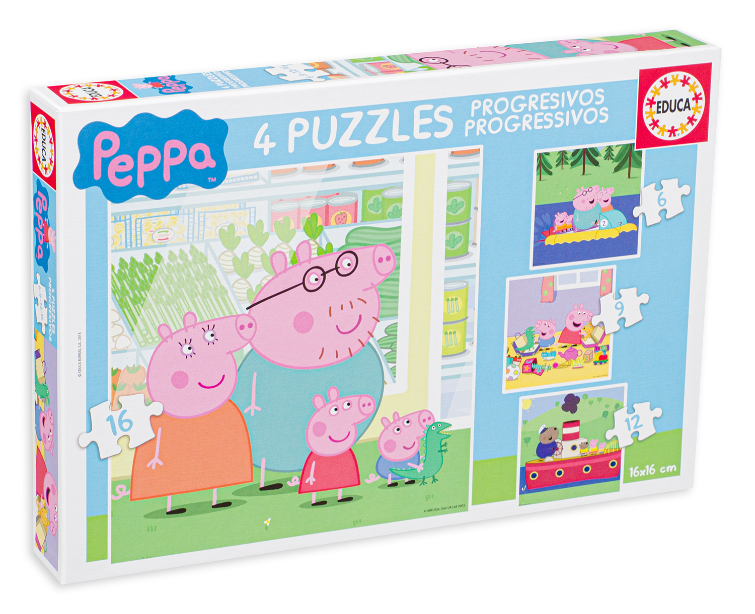 Пъзел Educa 4 в 1 - Прасенцето Пепа и семейството