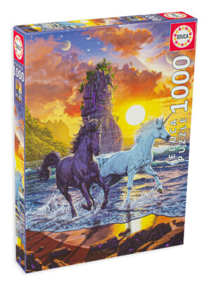 Пъзел Educa от 1000 части - Еднорози на плажа