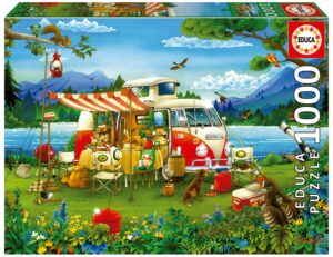 Пъзел Educa от 1000 части - Къмпинг ваканция