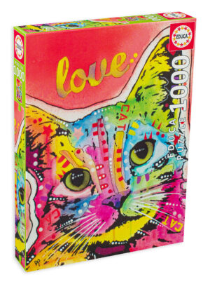 Пъзел Educa от 1000 части - Котешка любов, Дийн Русо