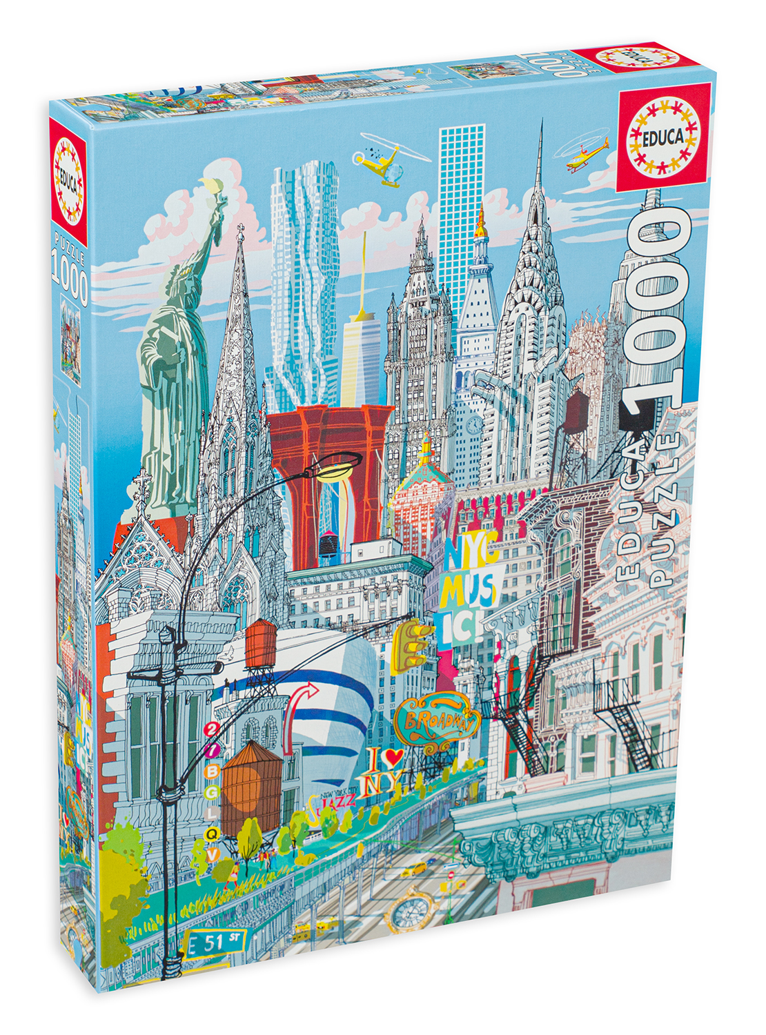 Пъзел Educa от 1000 части - Ню Йорк, Карло Станга