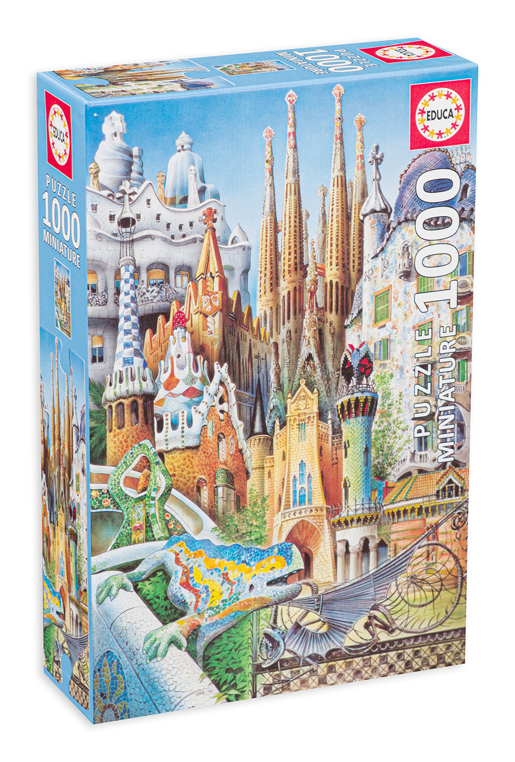 Пъзел Educa от 1000 мини части - Колаж, сградите на Гауди, миниатюра