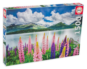 Пъзел Educa от 1500 части - Лупина на езерото Силс, Швейцария