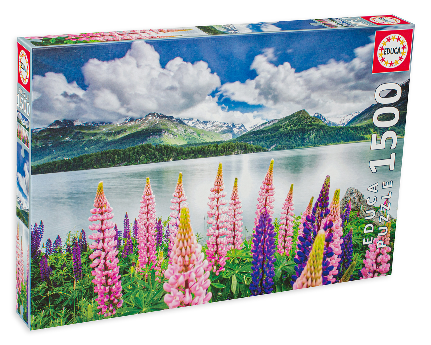 Пъзел Educa от 1500 части - Лупина на езерото Силс, Швейцария
