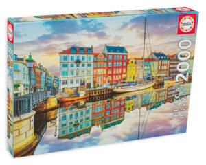Пъзел Educa от 2000 части - Залез на пристанището в Копенхаген