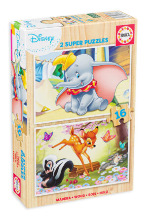 Пъзел Educa от 2 х 16 части - Дъмбо и Бамби