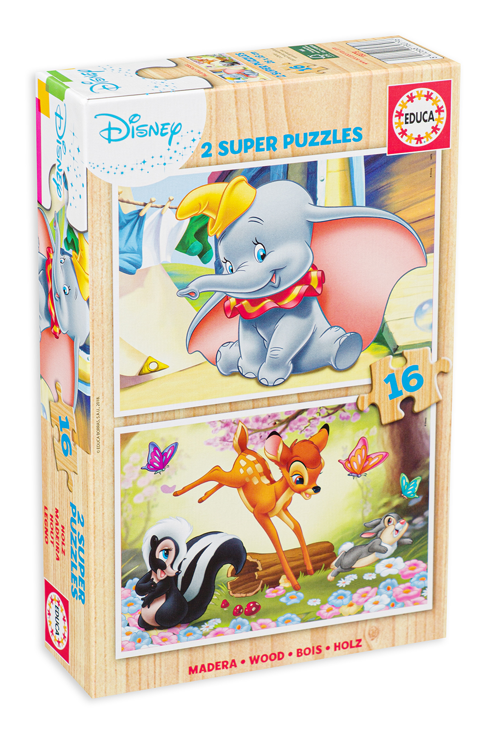 Пъзел Educa от 2 х 16 части - Дъмбо и Бамби