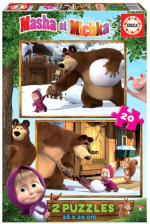 Пъзел Educa от 2 x 20 части - Маша и Мечoка