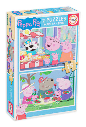 Пъзел Educa от 2 x 25 части - Прасенцето Пепа похапва
