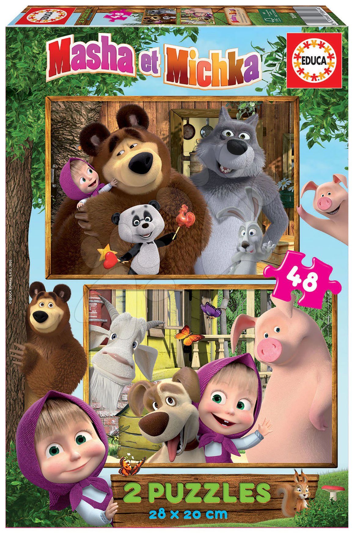 Пъзел Educa от 2 x 48 части - Маша и Мечoка