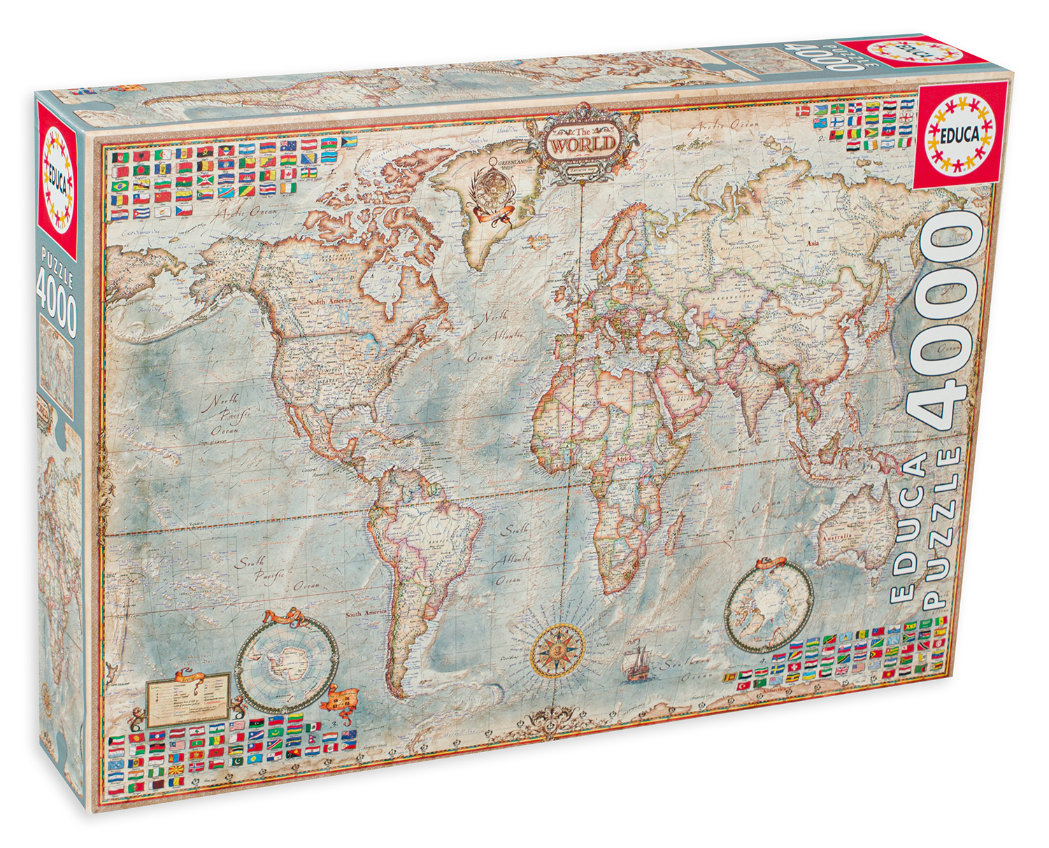 Пъзел Educa от 4000 части - Карта на света