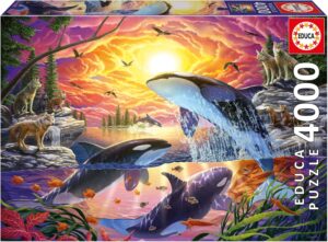 Пъзел Educa от 4000 части - Косатки и вълци