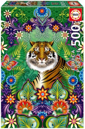Пъзел Educa от 500 части - Бенгалски бял тигър