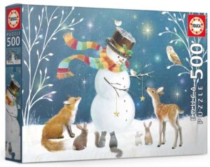 Пъзел Educa от 500 части - Снежен човек и приятели