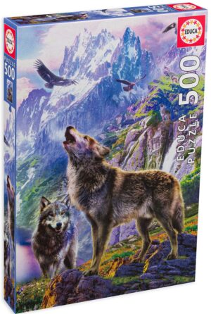 Пъзел Educa от 500 части - Вълкът в скалите