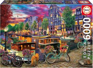 Пъзел Educa от 6000 части - Колоездене в Амстердам
