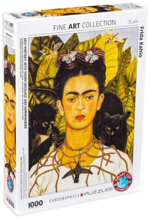 Пъзел Eurographics от 1000 части – Автопортрет с трънена огърлица и колибри, Фрида Кало