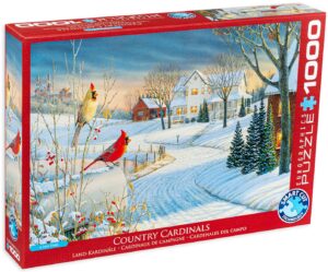 Пъзел Eurographics от 1000 части - Червеношийки през зимата, Сам Тим