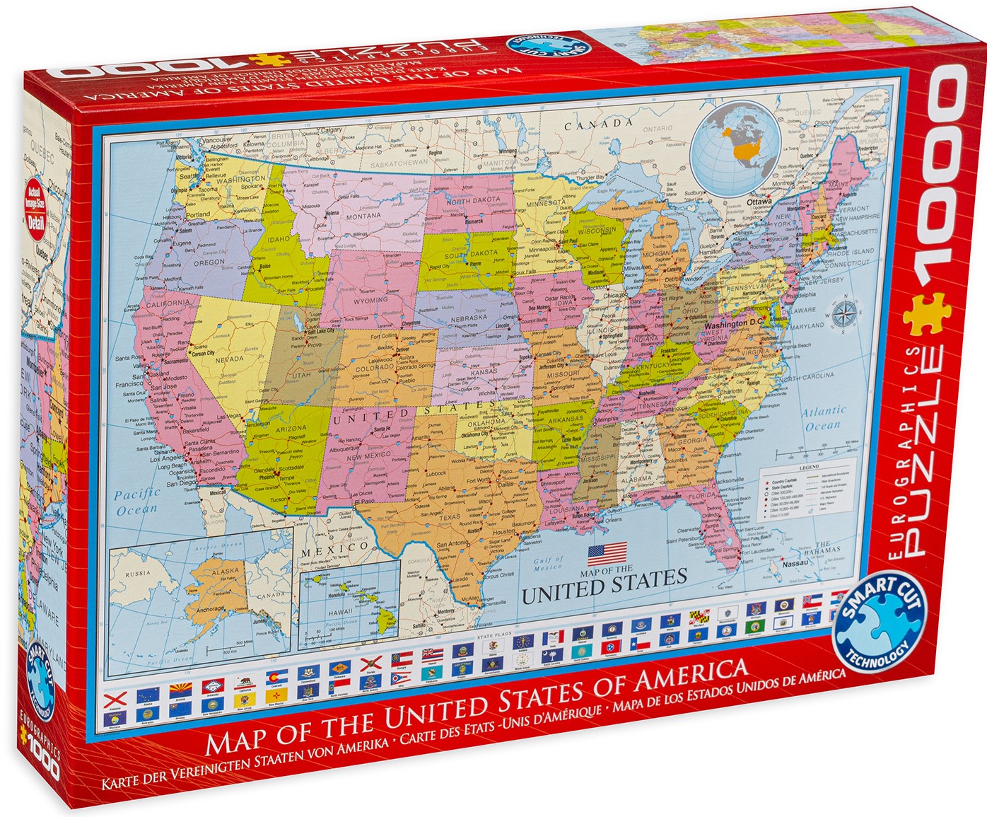 Пъзел Eurographics от 1000 части – Карта на Съединените щати