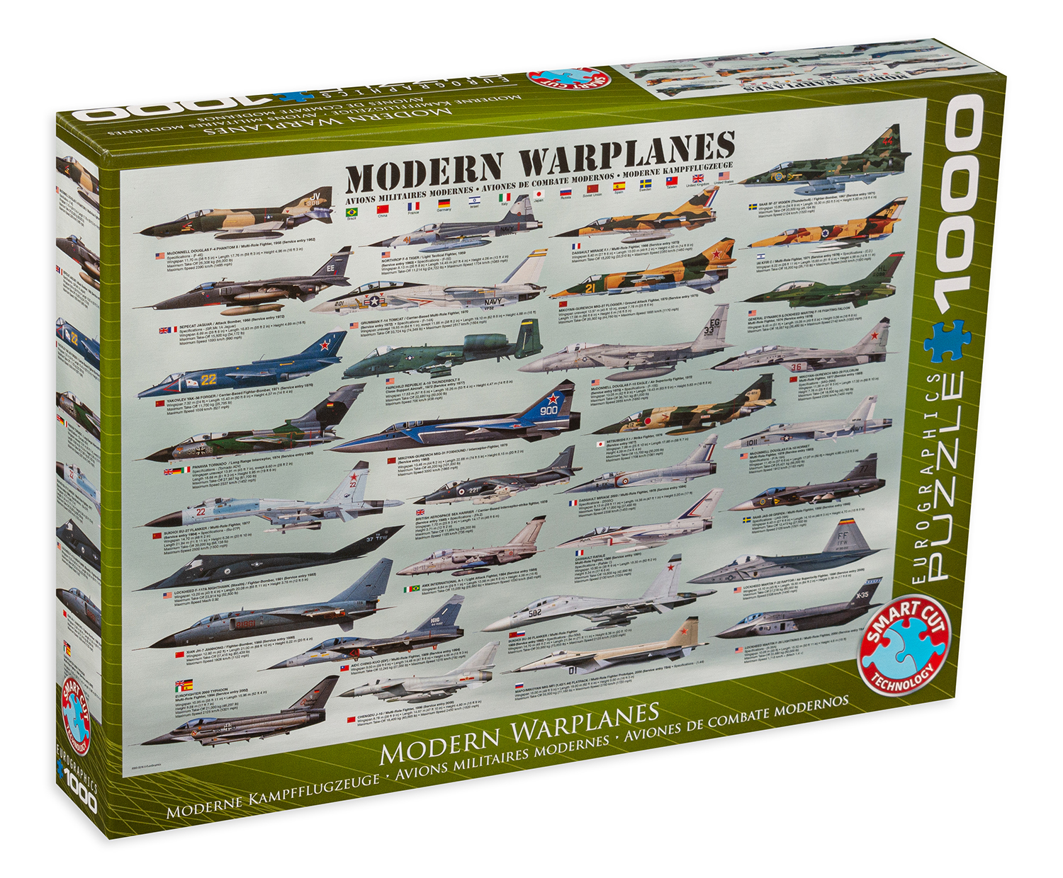 Пъзел Eurographics от 1000 части – Модерни военни самолети
