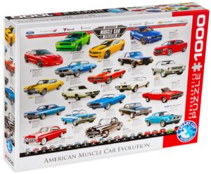 Пъзел Eurographics от 1000 части – Развитието на американските мощни автомобили