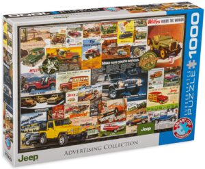 Пъзел Eurographics от 1000 части – Ретро реклами на автомобили Jeep