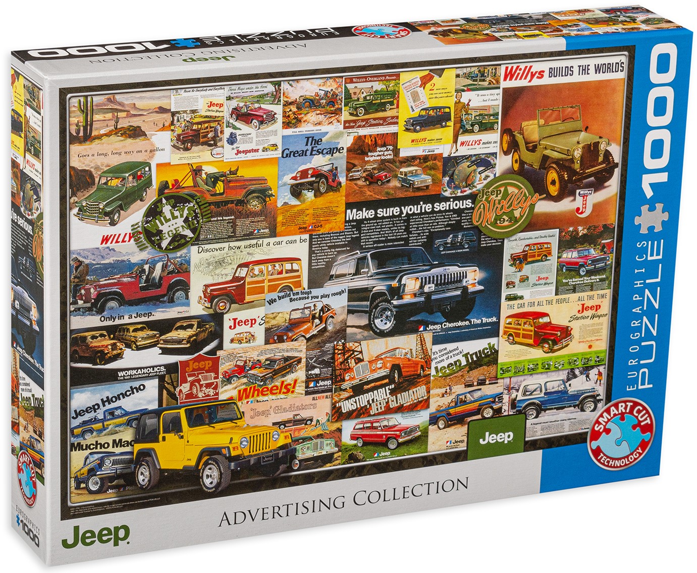 Пъзел Eurographics от 1000 части – Ретро реклами на автомобили Jeep