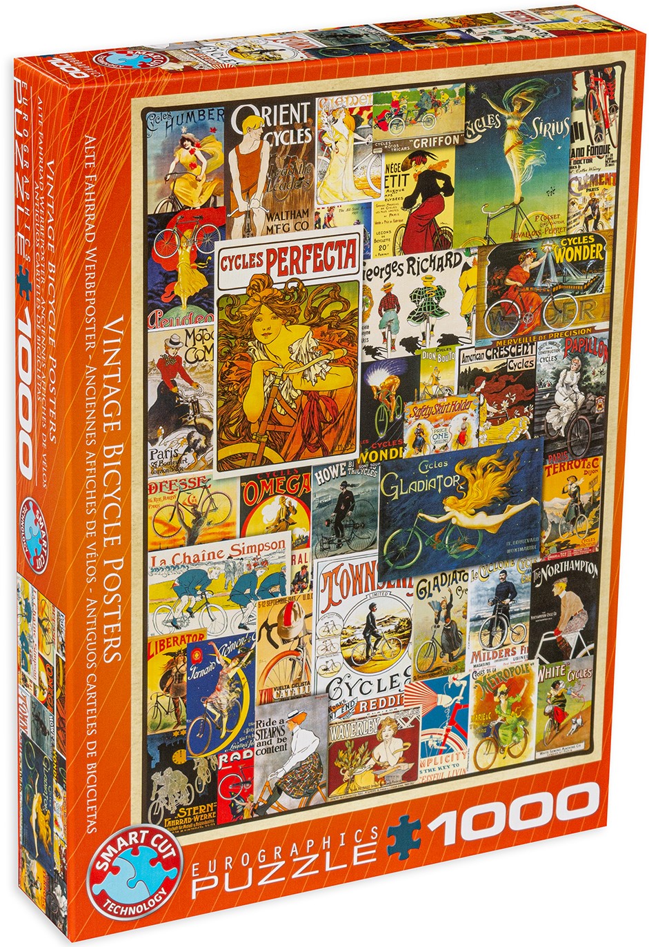 Пъзел Eurographics от 1000 части – Ретро реклами на велосипеди