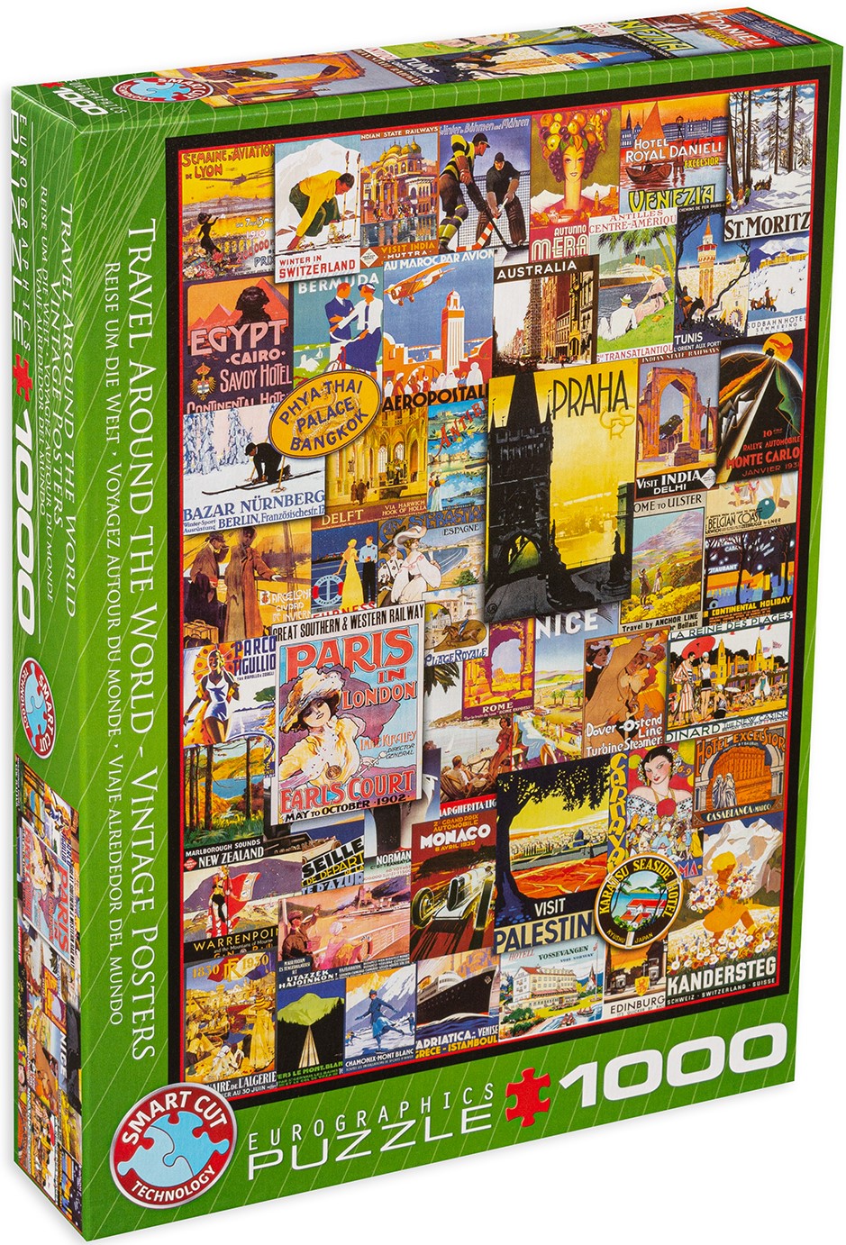 Пъзел Eurographics от 1000 части – Ретро реклами за обиколка на света