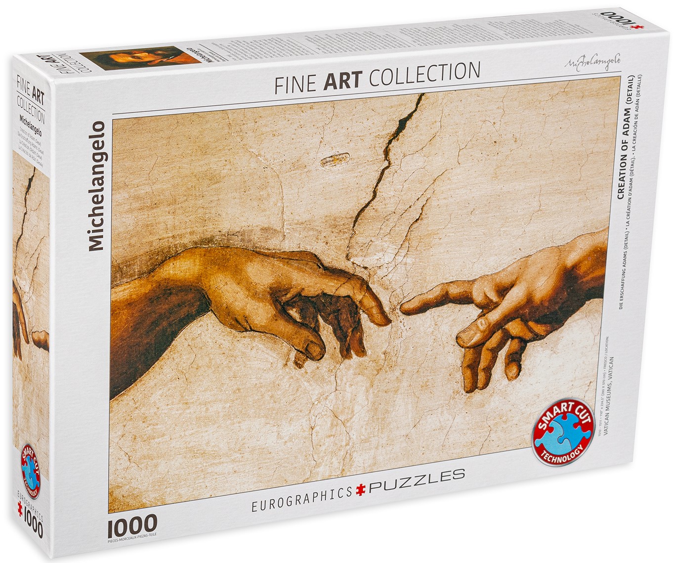 Пъзел Eurographics от 1000 части - Създаването на Адам (детайл), Микеланджело Буонароти