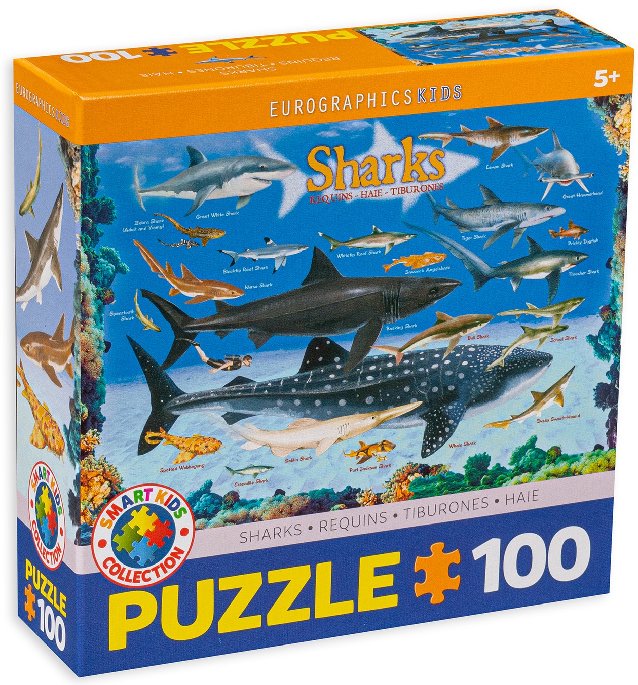 Пъзел Eurographics от 100 части - Акули