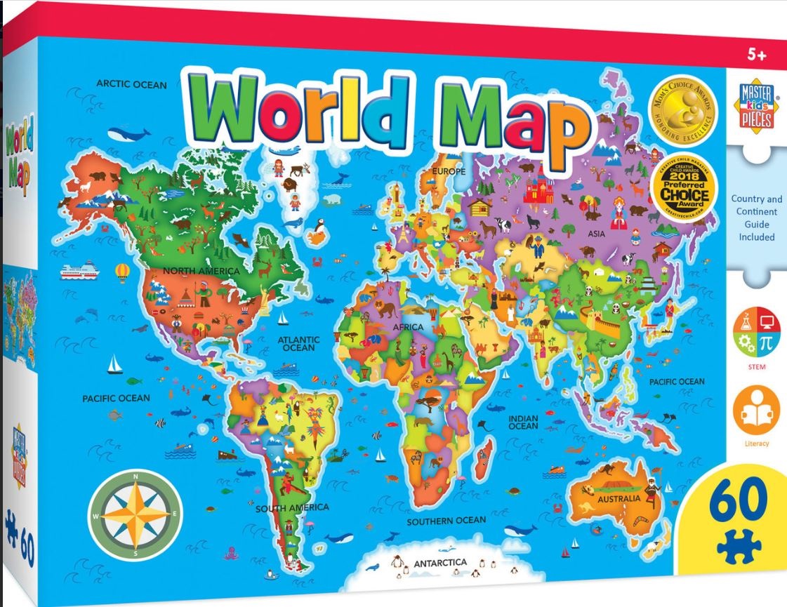 Пъзел Master Pieces от 60 части - Карта на света