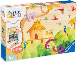 Пъзел-настолна игра Ravensburger от 2 х 24 части - Изследване на джунглата