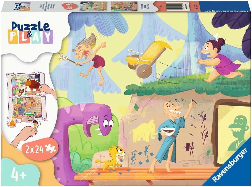 Пъзел-настолна игра Ravensburger от 2 х 24 части - Пещерни хора