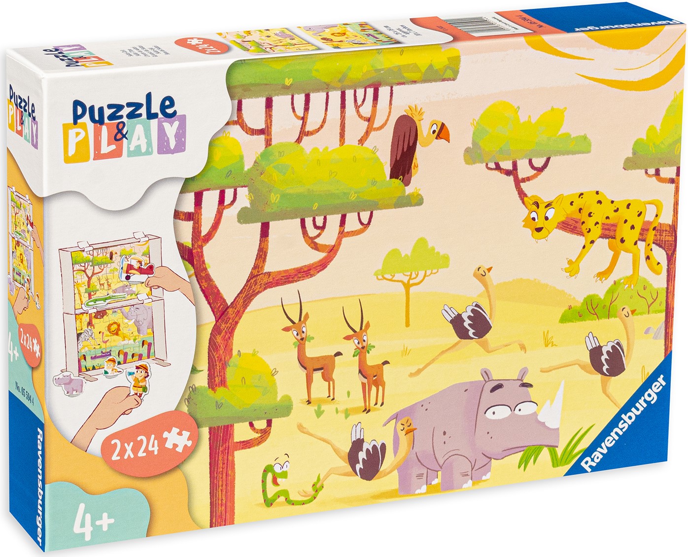 Пъзел-настолна игра Ravensburger от 2 х 24 части - Време за сафари