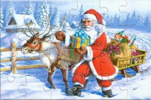 Пъзел-пощенска картичка Castorland от 24 части - Еленът на Дядо Коледа