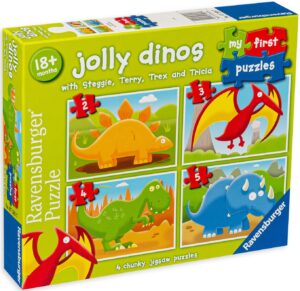 Пъзел Ravensburger 4 в 1 - Весели динозаври