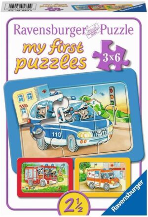Пъзел Ravensburger 6 части 3 в 1 - Моят първи пъзел: Животни в действие