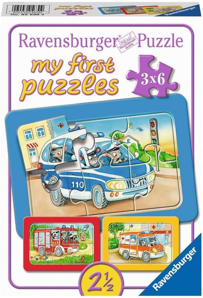 Пъзел Ravensburger 6 части 3 в 1 - Моят първи пъзел: Животни в действие