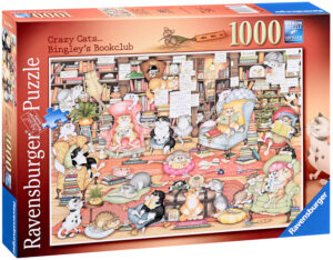 Пъзел Ravensburger от 1000 части - Crazy Cats: Книжният клуб на Бингли