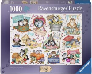 Пъзел Ravensburger от 1000 части - Crazy Cats: Котешки календар