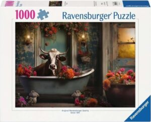 Пъзел Ravensburger от 1000 части - Крава във ваната