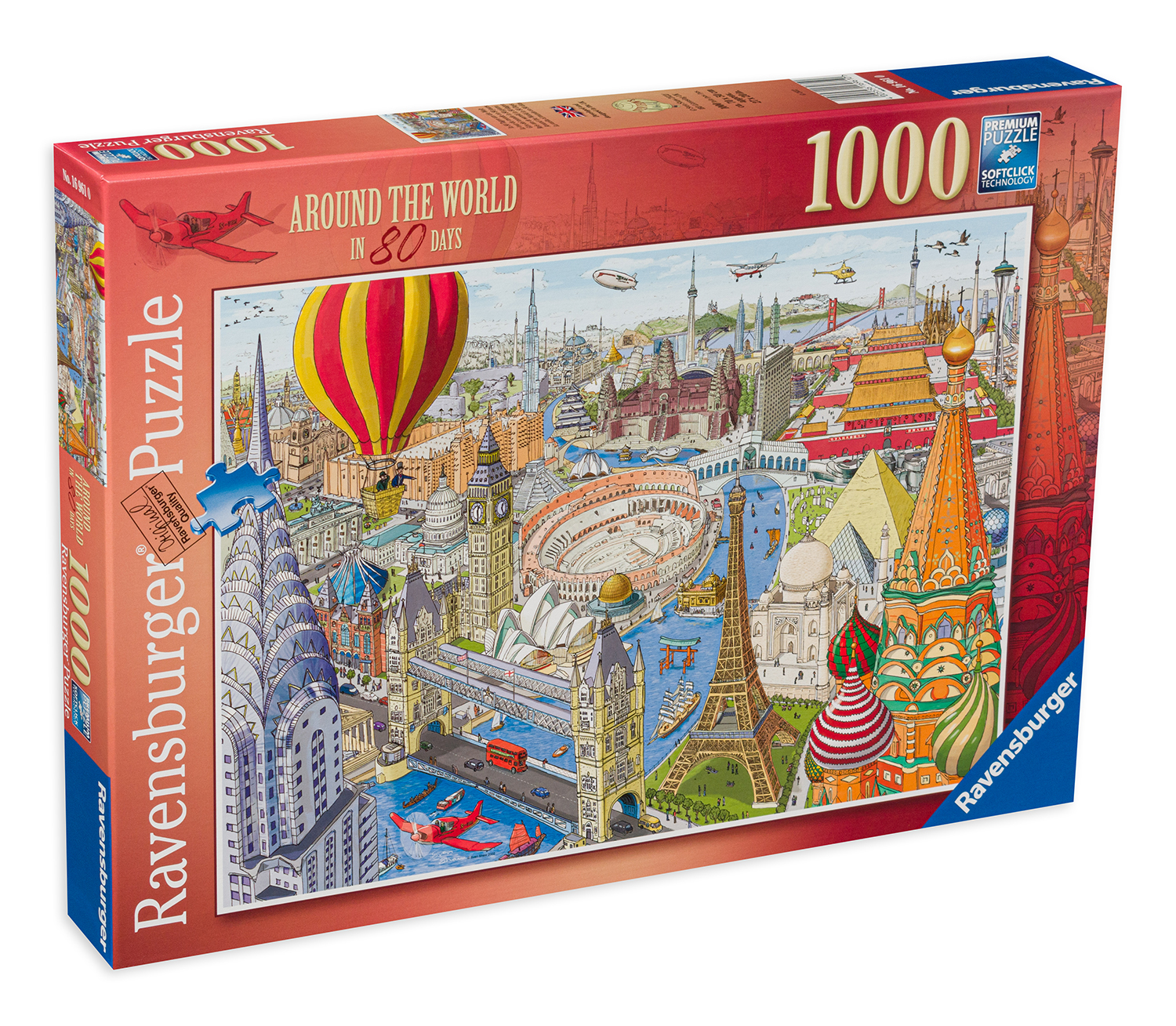 Пъзел Ravensburger от 1000 части - Около света за 80 дни