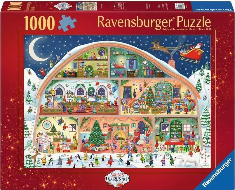 Пъзел Ravensburger от 1000 части - Работилничката на Дядо Коледа