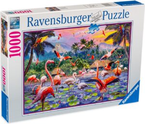 Пъзел Ravensburger от 1000 части - Розови фламингота