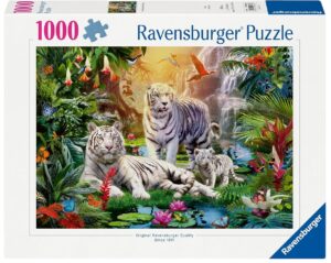 Пъзел Ravensburger от 1000 части - Семейство бели тигри