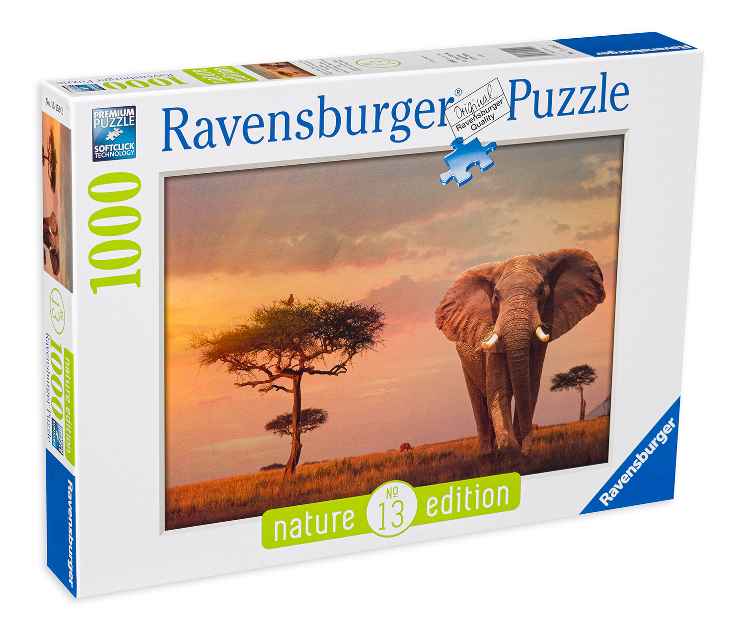 Пъзел Ravensburger от 1000 части - Слон в Масай Mара