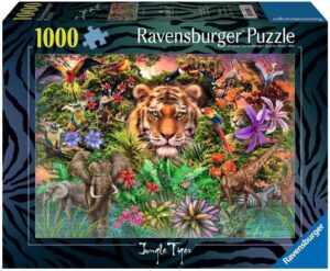 Пъзел Ravensburger от 1000 части - Тигър в джунглата