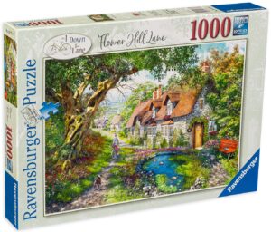 Пъзел Ravensburger от 1000 части - Down the Lane No.1, Flower Hill Lane